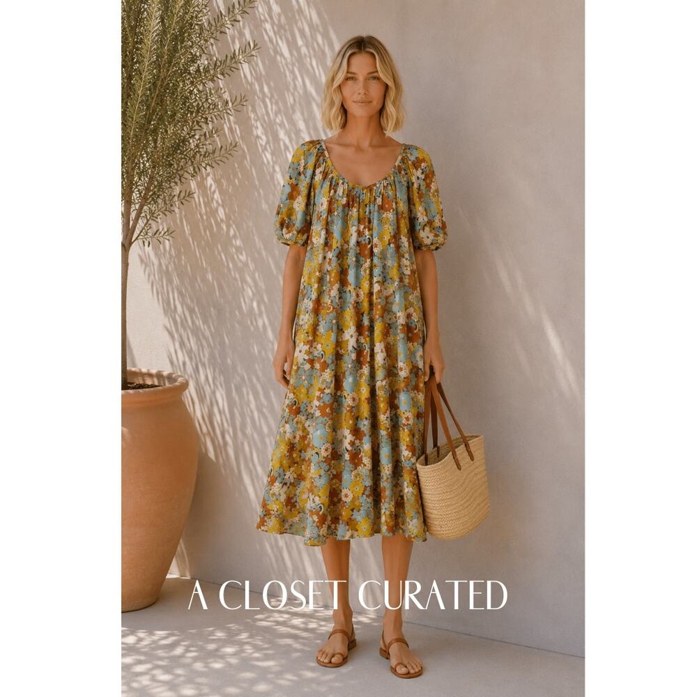 Sundry Retro Floral Maxi Dress Small NWT